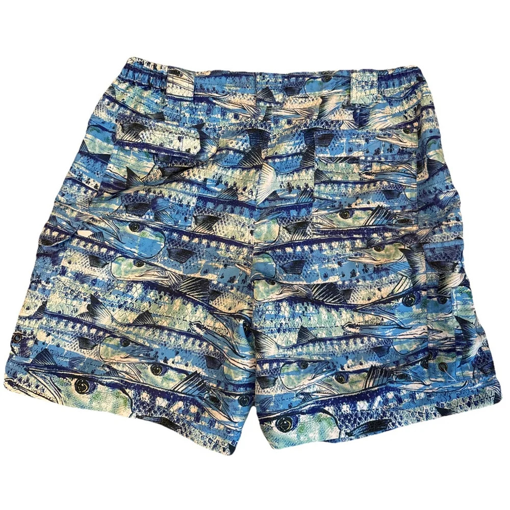 Reel Legends Men’s Large Fishing Shorts Elastic Hip, Button/zip Front 6 Pockets